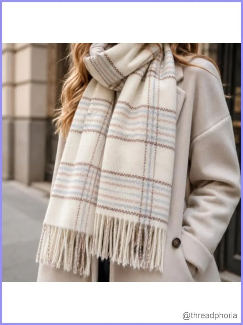 Women's Plaid Shawl Wrap Scarf with Tassels, Oversized Warm Winter Accessory